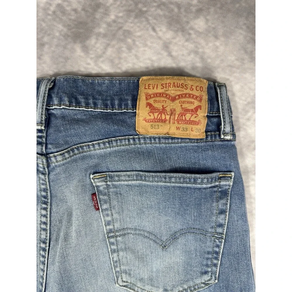 Levi’s 513 Slim Straight Jeans Mens 33x30 Blue Medium Wash Denim Fade